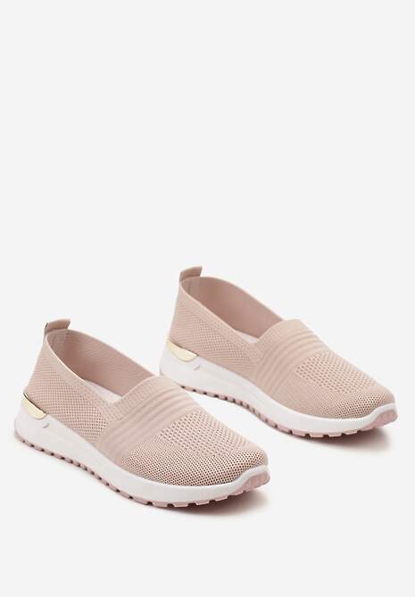 Różowe Tenisówki Elastyczne z Metaliczną Wstawką na Zapiętku Jestella