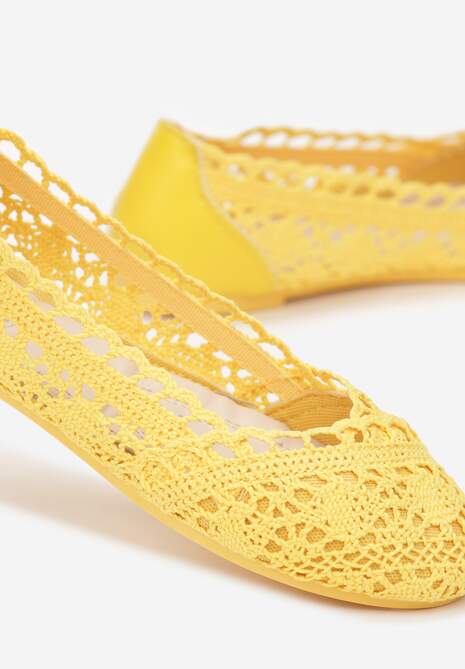 Żółte Balerinki Koronkowe Sham
