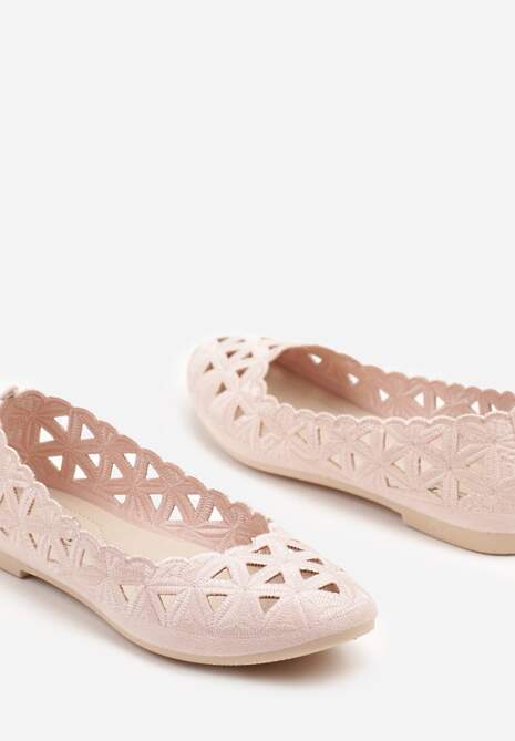 Różowe Balerinki Vices z Ażurowymi Wycięciami Naneria
