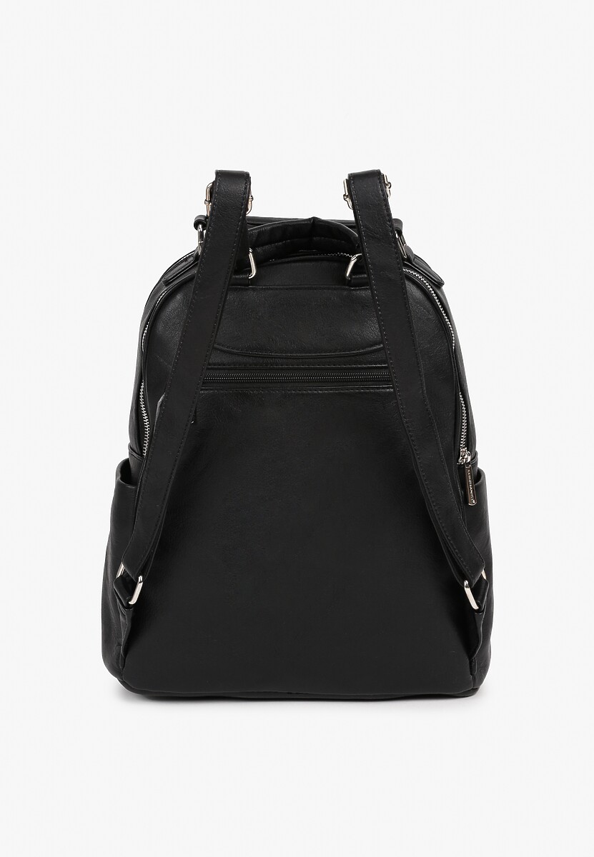 Czarny Trapezowy Plecak z Dwiema Komorami i Rączką Damilora