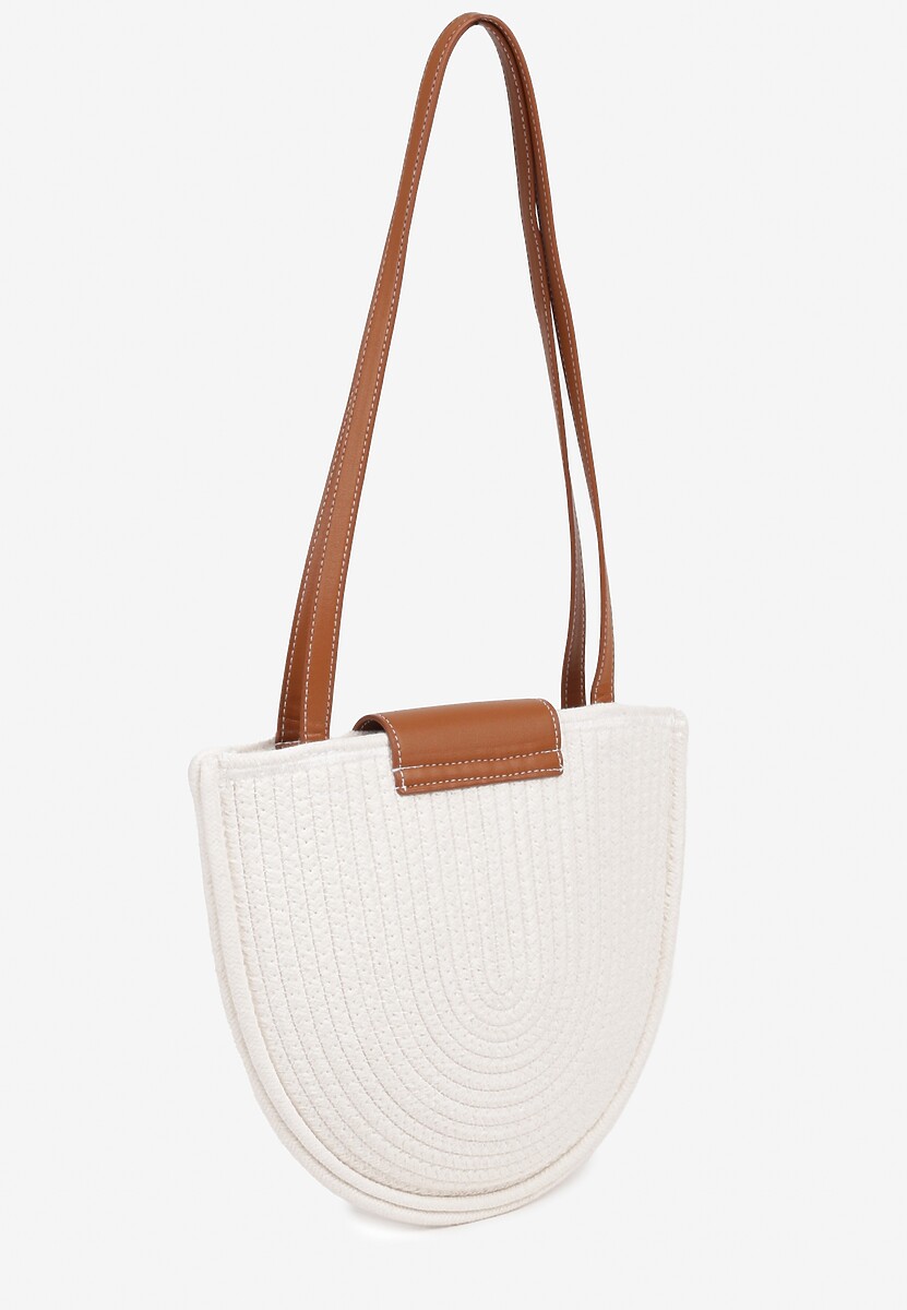 Beżowa Półokrągła Torebka z Bawełny z Plecionki Uloressa