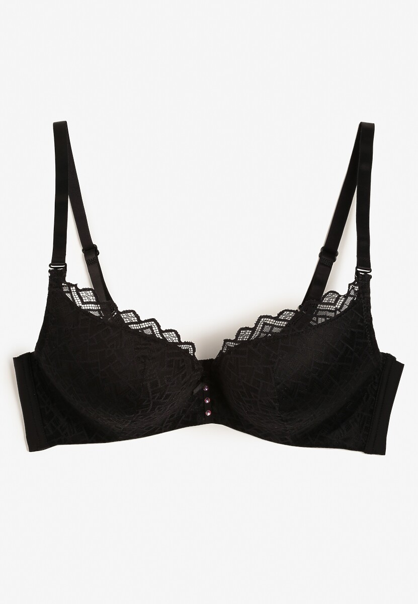 Czarny Koronkowy Biustonosz z Efektem Push-Up Dimettra