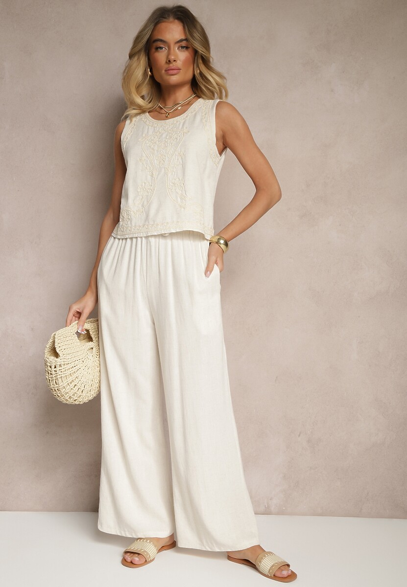 Czarne Spodnie Palazzo o Szerokim Kroju High Waist Ozdobione Wiązaniem Sonariella