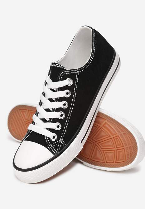 Czarno-Białe Trampki w Klasycznym Stylu z Niską Cholewką Doriabel