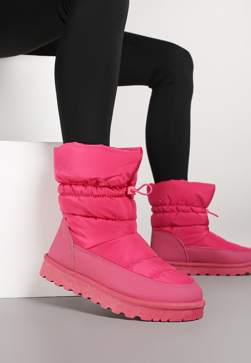 Ciemnoróżowe Pikowane Śniegowce z Troczkiem Pehn