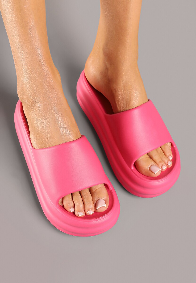 Fuksjowe Klapki na Platformie Asleeria