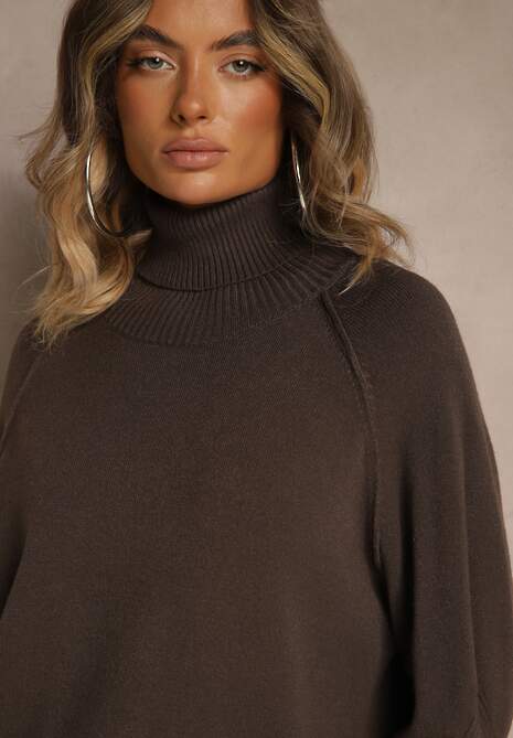 Brązowy Golf z Domieszką Kaszmiru o Prostym Kroju Zoirsova