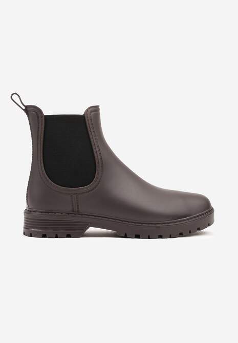 Brązowe Kalosze Sztyblety na Płaskiej Podeszwie Irinndria