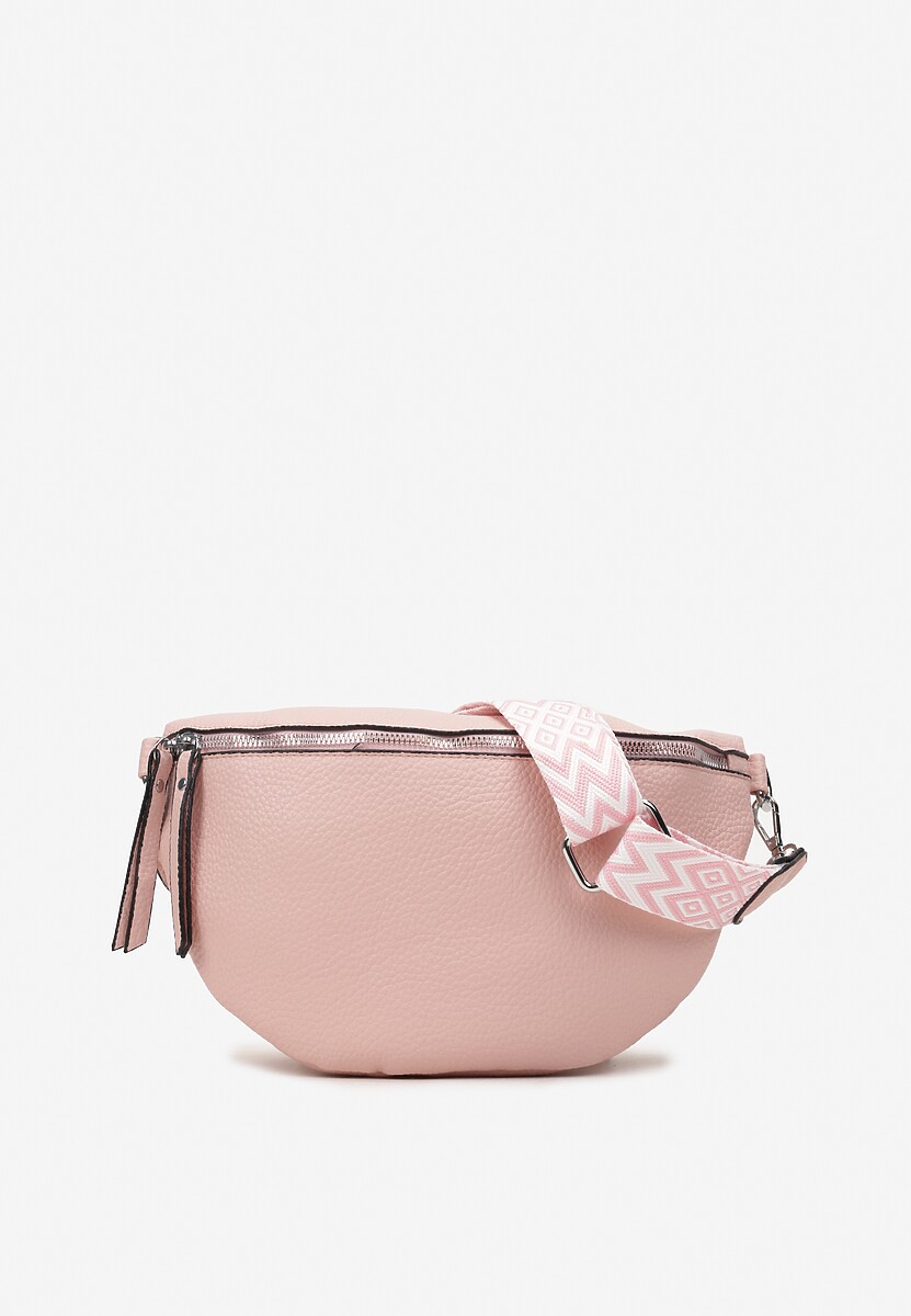 Jasnoróżowa Nerka z Materiałowym Paskiem Ehadeel