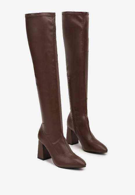 Brązowe Kozaki Vices z Wysoką Cholewką na Słupku Avvie