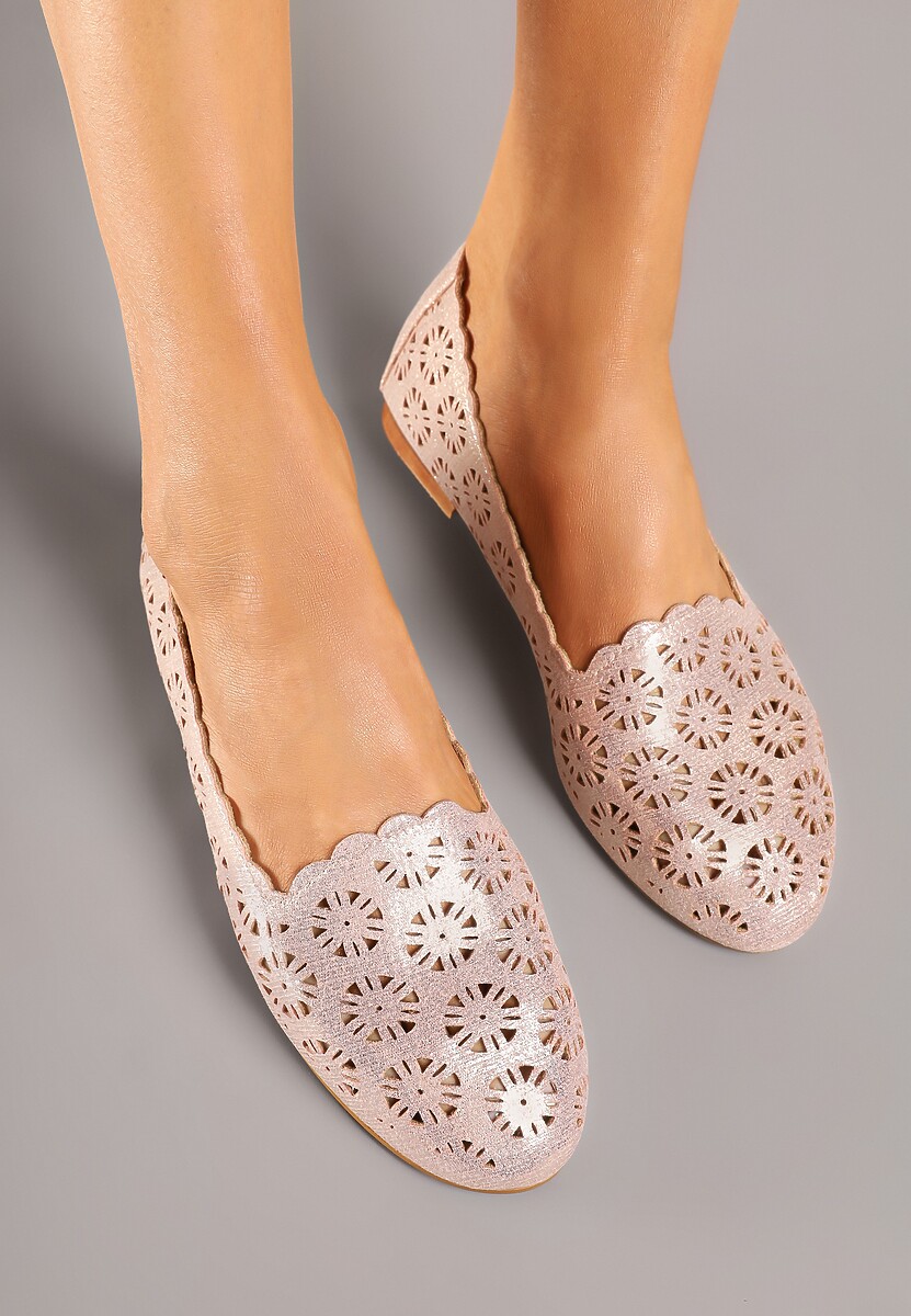 Różowe Ażurowe Balerinki w Casualowym Stylu Selonias