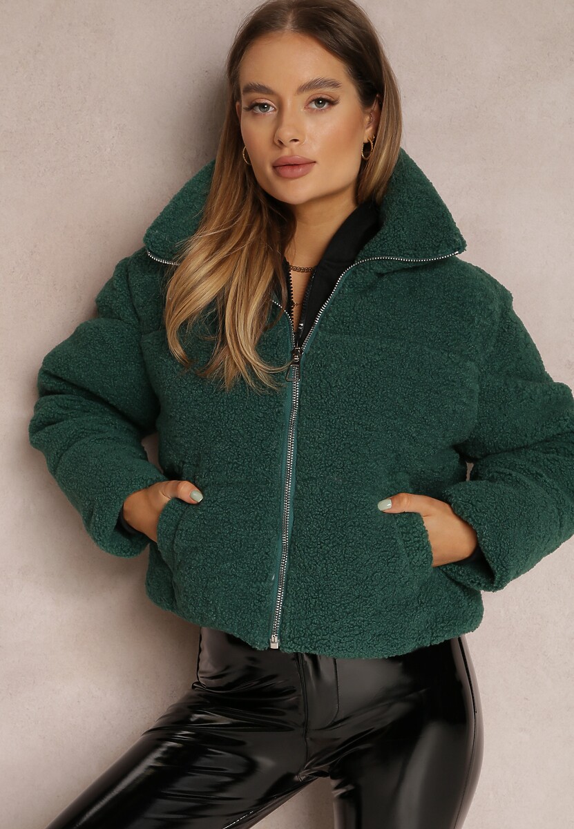 Zielona Kurtka Futerko Teddy Voicha