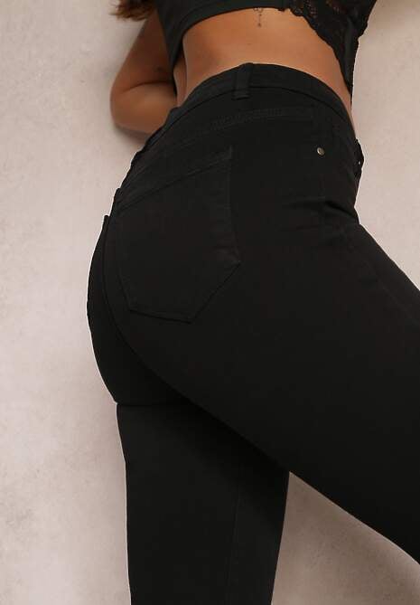 Czarne Jeansy o Fasonie Skinny Trikese