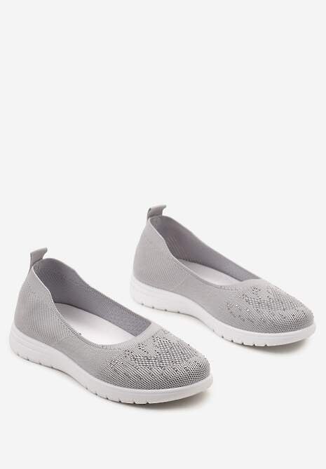Szare Płaskie Tenisówki Zdobione Cyrkoniami Lomadia