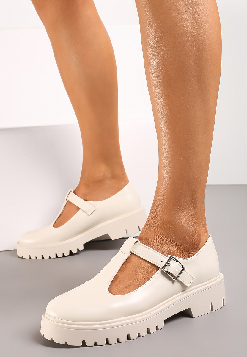 Czarne Półbuty z Ekoskóry na Płaskim Obcasie ze Sprzączką Frisena