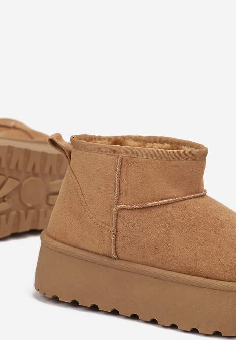 Brązowe Krótkie Śniegowce na Grubej Podeszwie Aranwen