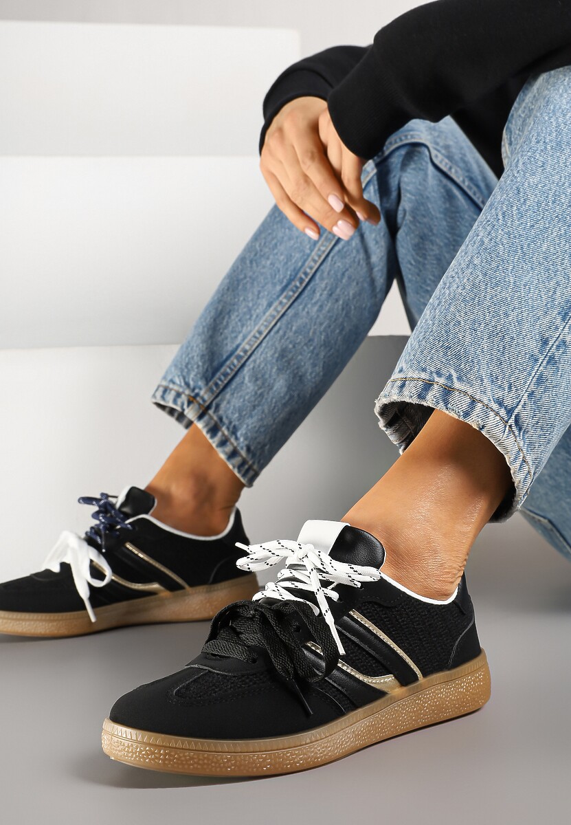 Beżowe Sneakersy z Geometrycznymi Paskami i Podwójnym Wiązaniem Florlevi