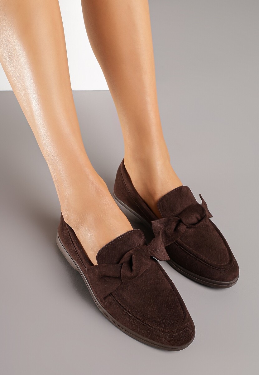Brązowe Mokasyny z Aplikacją Kokardek Tulavira