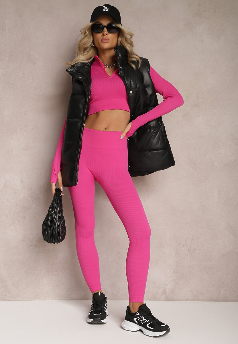 Czarna Kamizelka Pikowana z Wiązanym Paskiem z Ekoskóry Sotochus