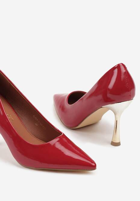Czerwone Szpilki Vices Lakierowane z Wkładką ze Skóry Naturalnej Olorissa