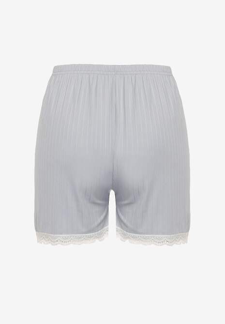 Szare Szorty Piżamowe Prążkowane z Koronką Iomara