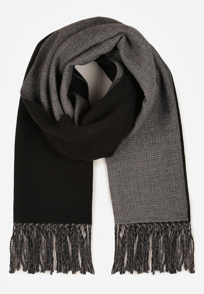 Czarny Szalik z Bawełny i Wiskozy o Klasycznym Fasonie z Frędzlami Vetirosa