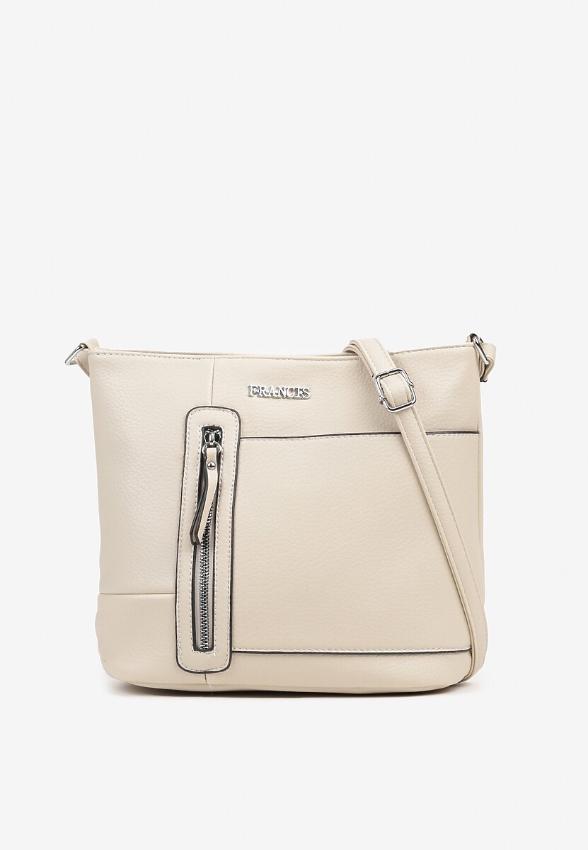 Beżowa Torebka Typu Listonoszka Ozdobiona Suwakiem Dolaris