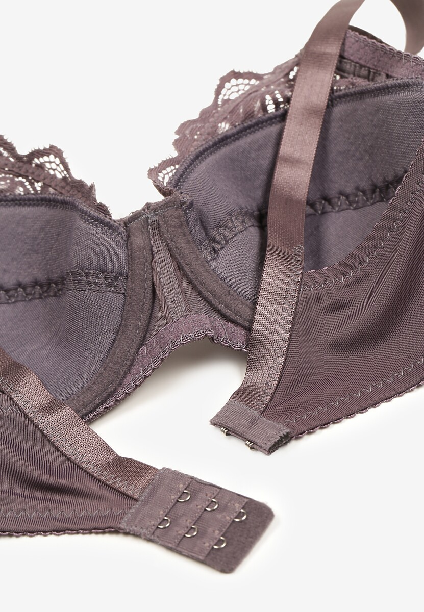 Szary Klasyczny Biustonosz z Regulowanymi Ramiączkami Vikiirin