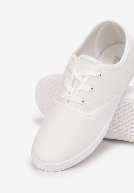 Białe Sznurowane Tenisówki Przed Kostkę Calapse