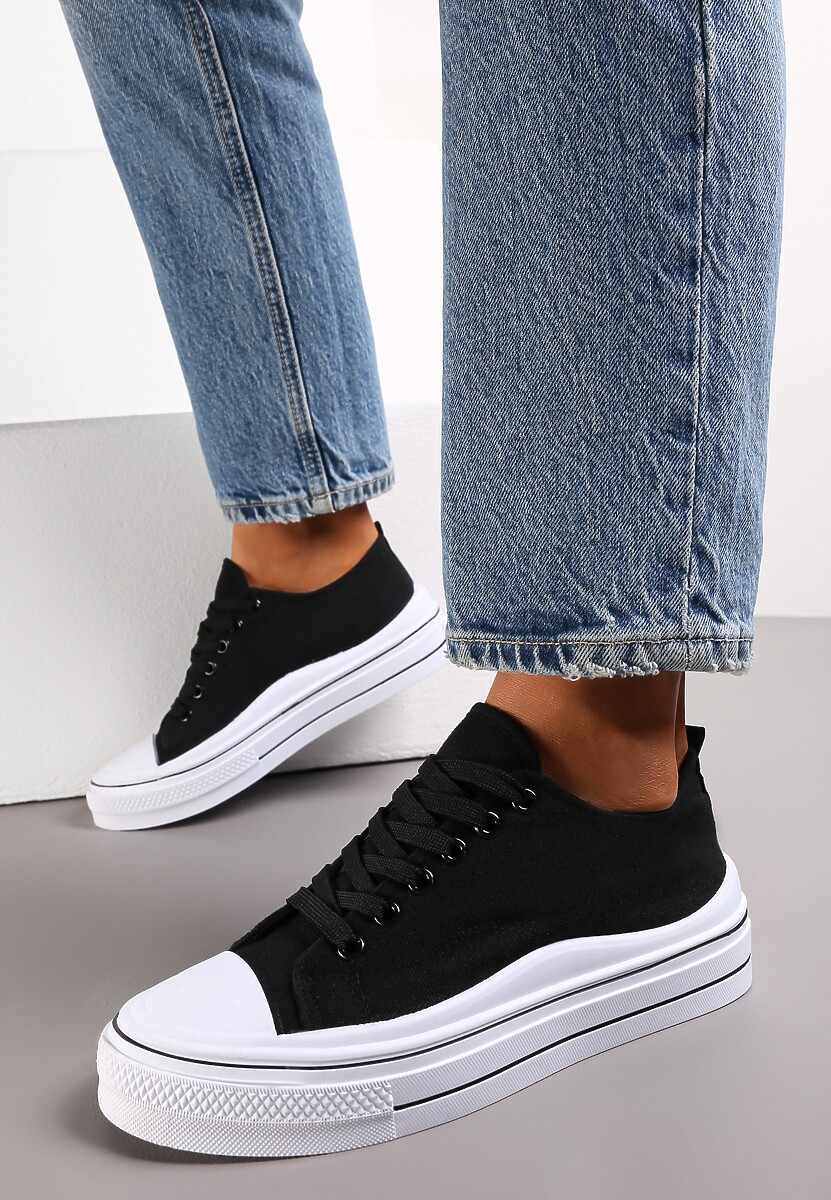 Białe Sznurowane Trampki do Kostki Kalyne