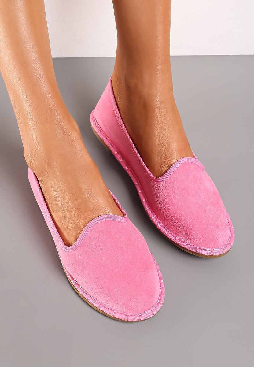 Niebieskie Materiałowe Balerinki na Płaskim Obcasie z Okrągłym Noskiem Apreseha