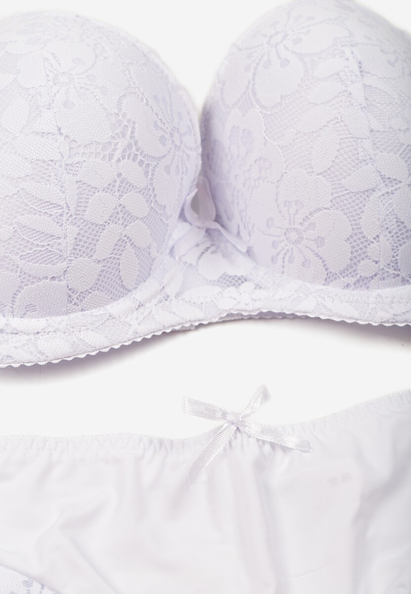 Biały Koronkowy Komplet Majtki Figi i Biustonosz Eziselle