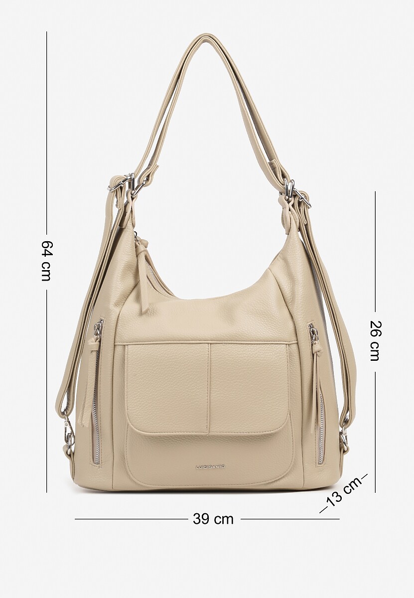 Złota Torebka Hobo z Paskiem z Możliwością Regulacji Zdobiona Suwakami Tenina