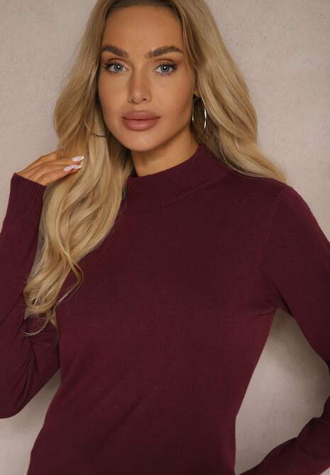 Ciemnofioletowy Półgolf o Klasycznym Fasonie z Kaszmirem i Wiskozą Zailana