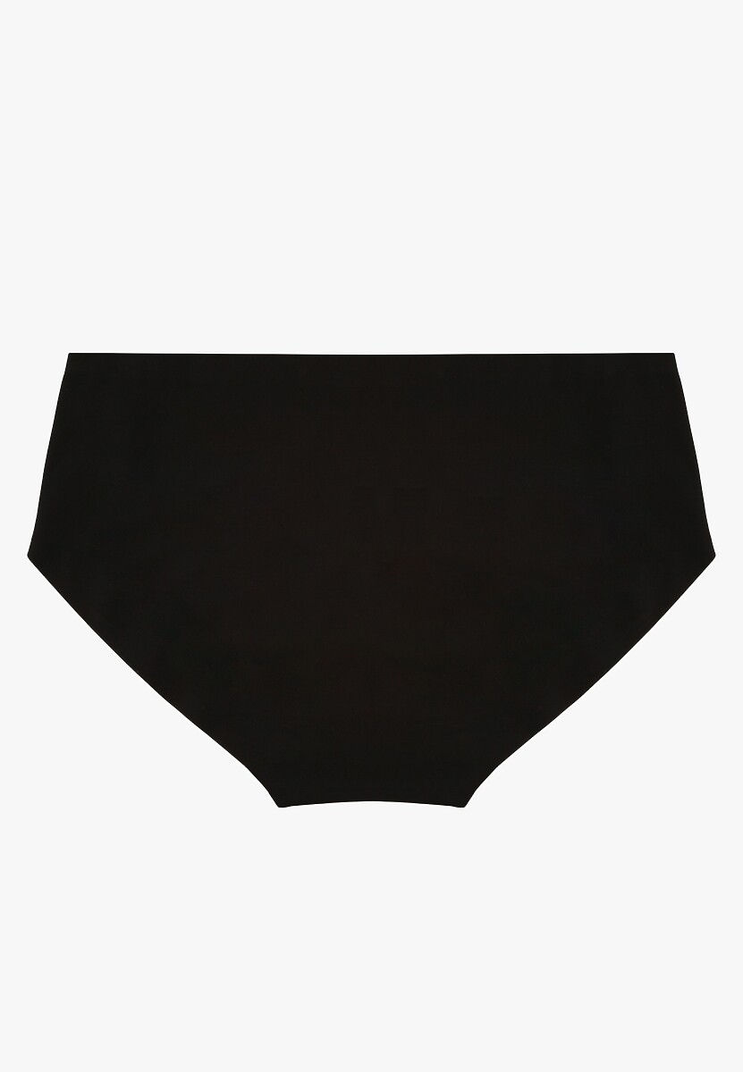 Czarne Majtki Figi High Waist z Bezszwowym Wykończeniem Kolaniris