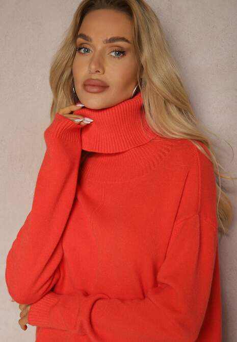 Pomarańczowy Golf o Fasonie Klasycznego Swetra z Domieszką Kaszmiru Rorilaine