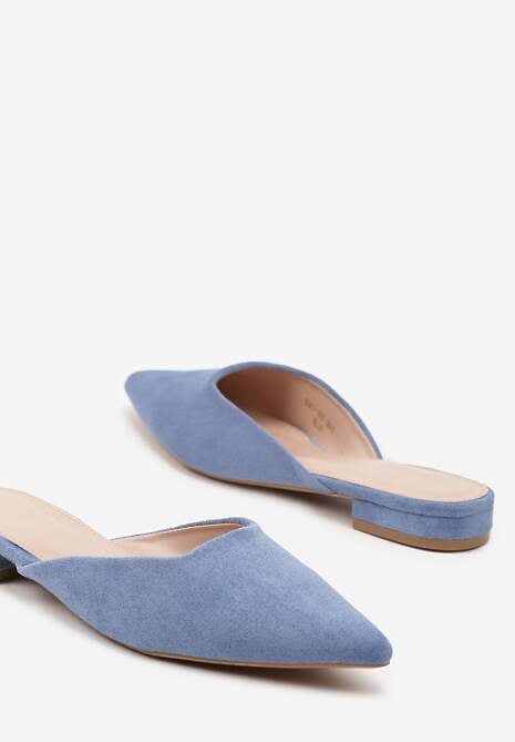 Niebieskie Klapki Typu Mule z Noskiem w Szpic Ferraza