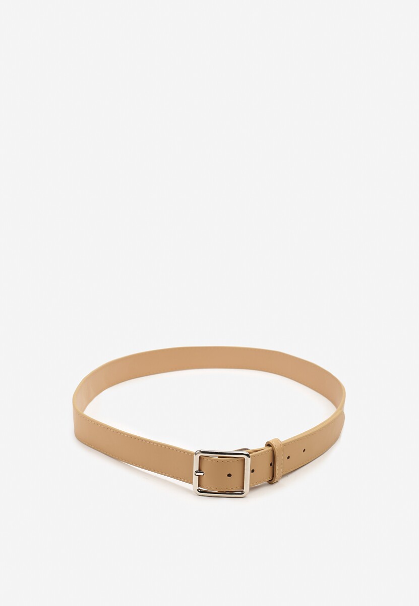 Beżowy Klasyczny Pasek z Geometryczną Klamrą Mevinala