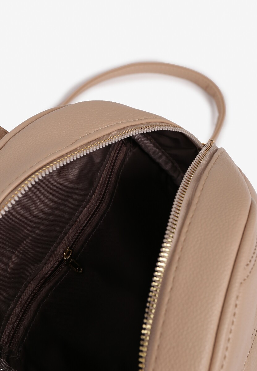 Beżowy Mały Plecak Miejski z Pikowaniem Skeralla