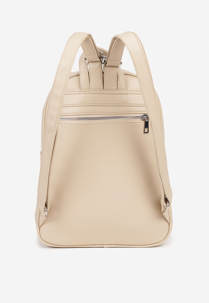 Jasnobeżowy Trapezowy Plecak z Suwakiem z Frędzlami Idassea