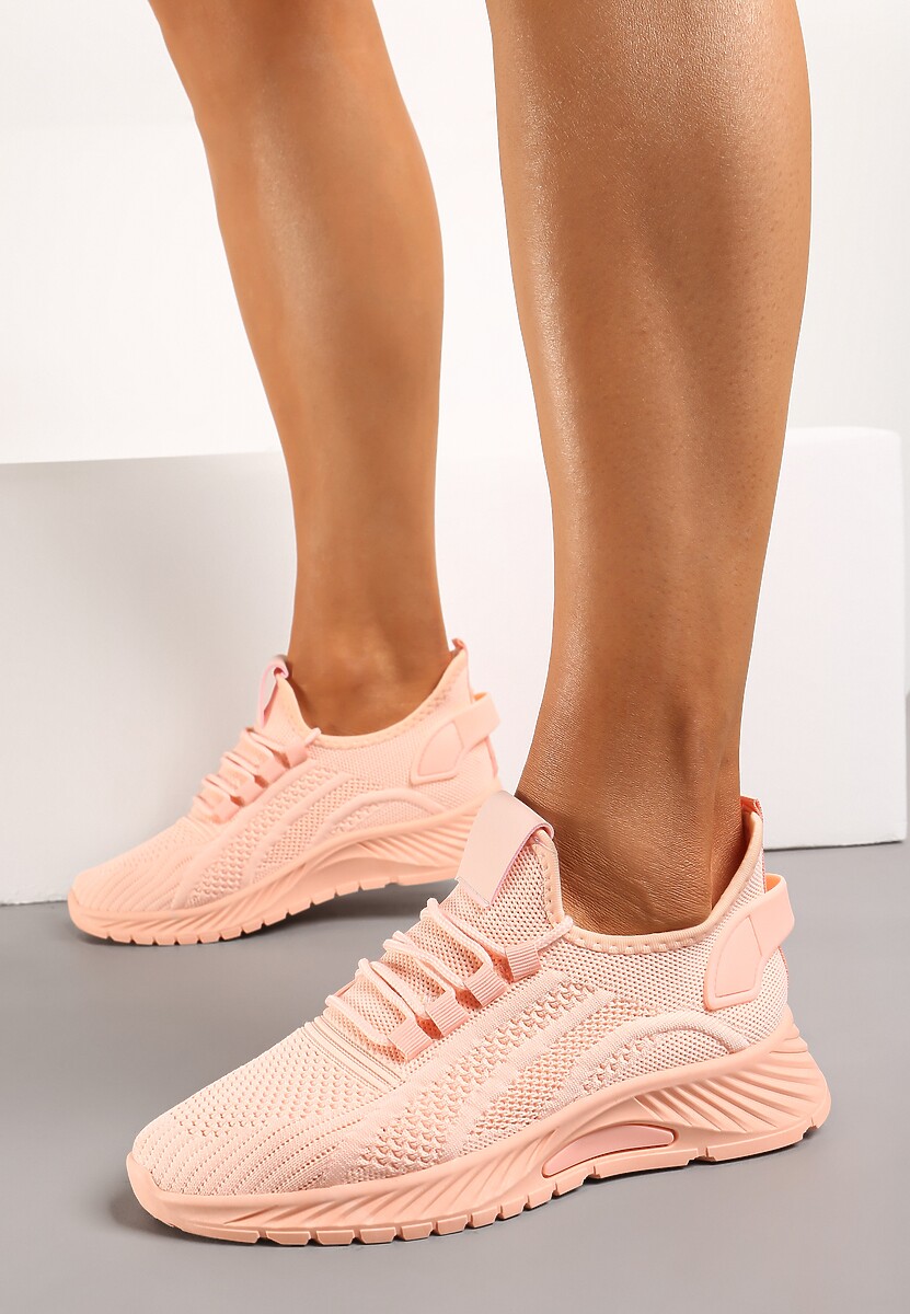 Różowe Buty Sportowe na Platformie ze Sznurowaniem Adelmarie
