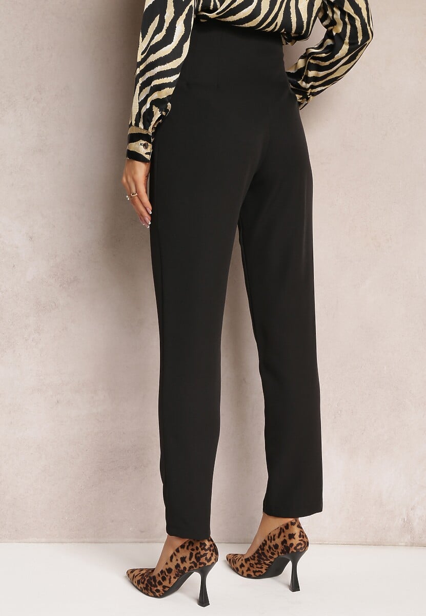 Czarne Spodnie Cygaretki High Waist Molfi