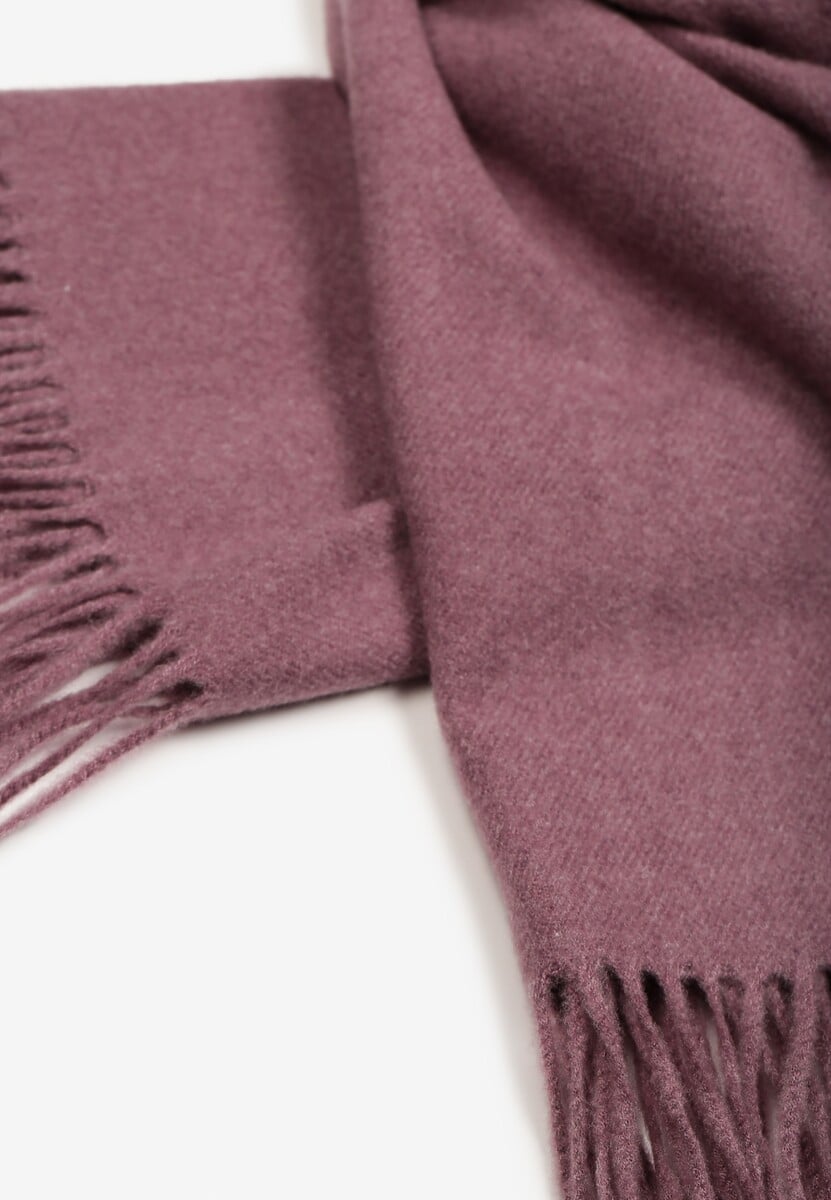 Fioletowy Szalik Wykończony Frędzlami z Tkaniny Valleria