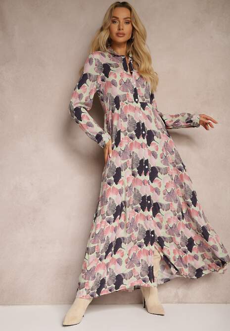 Różowo-Jasnozielona Sukienka Lasthenia