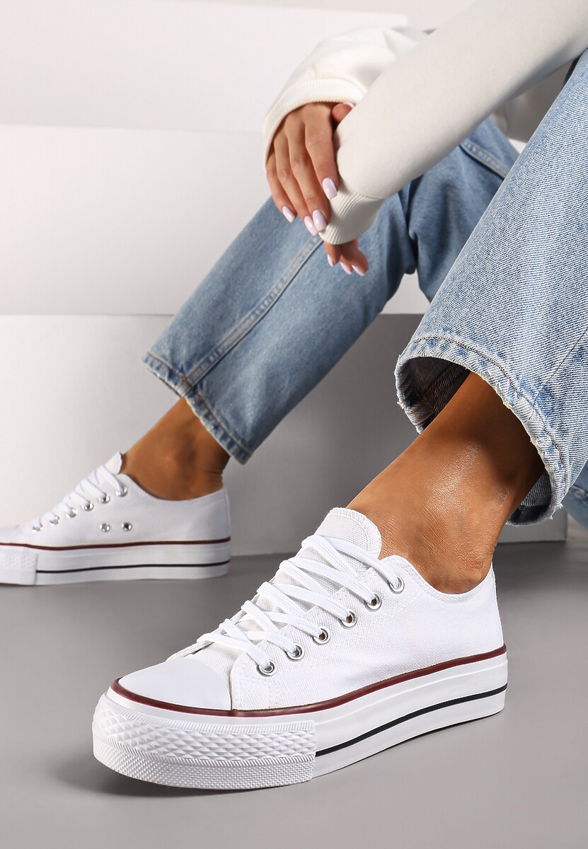 Białe Trampki na Niskiej Platformie przed Kostkę Rosma