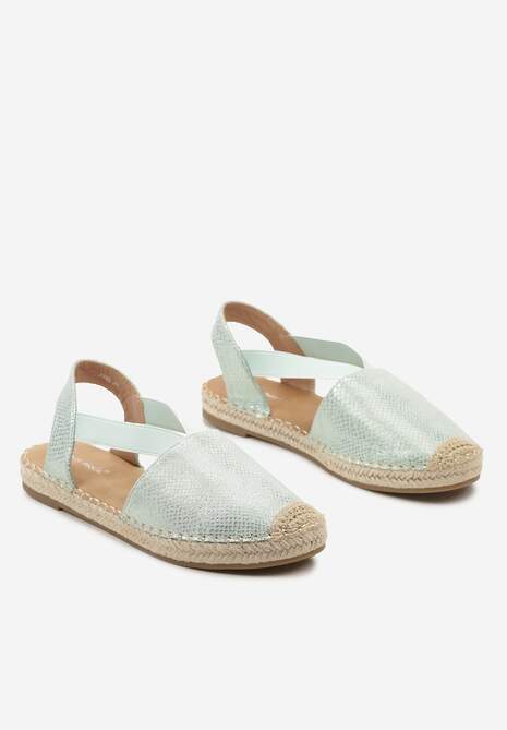 Jasnozielone Espadryle z Ekoskóry na Płaskiej Podeszwie Cecilas