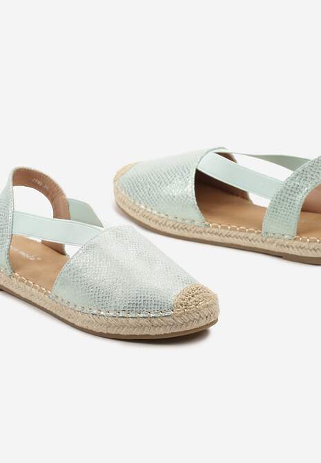 Jasnozielone Espadryle z Ekoskóry na Płaskiej Podeszwie Cecilas