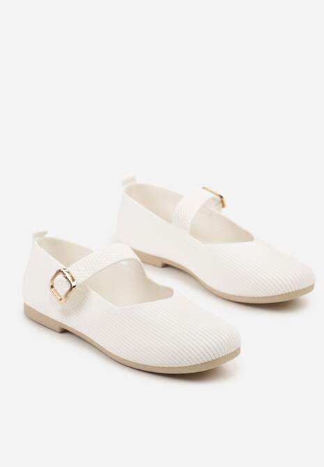 Białe Balerinki Ozdobione Paskiem Avanellia