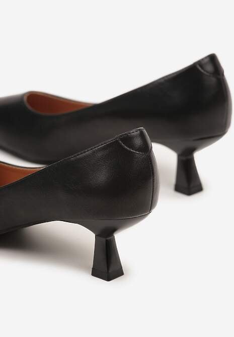 Czarne Czółenka Vices na Kaczuszce ze Skórzaną Wkładką Elialie