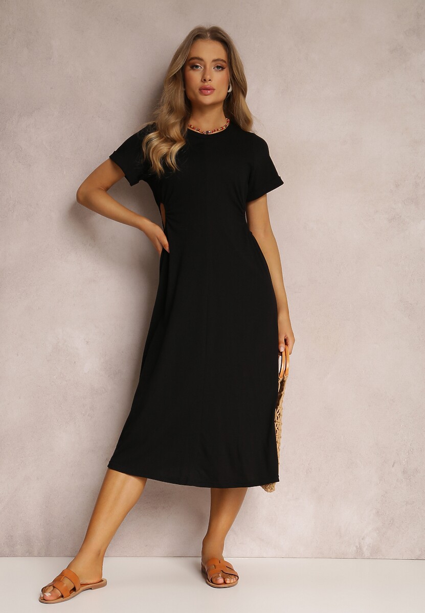 Czarna Sukienka Bawełniana Satho